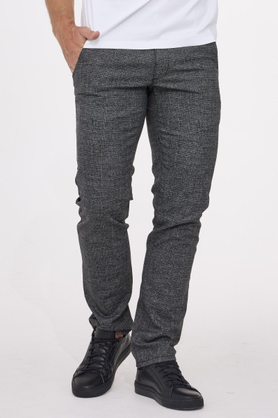 Szare Spodnie Męskie Chinosy Wzór Krata