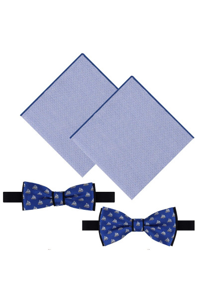 Granatowa mucha męska i chłopięca Villaro ADAM COLLECTION w biało-błękitne łódki