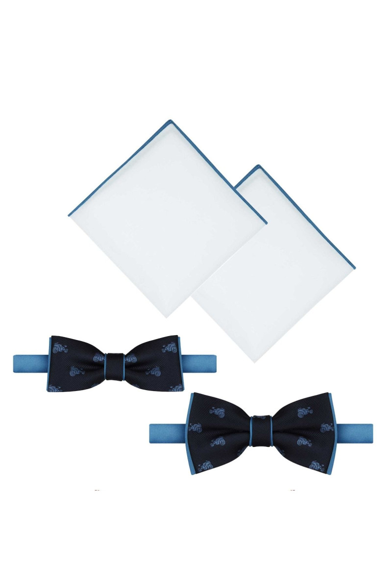 Granatowa mucha męska i chłopięca Villaro ADAM COLLECTION z błękitnymi motywami