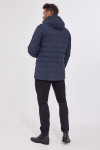 Granatowa kurtka męska Villaro z kapturem i stójką – cała sylwetka z tyłu