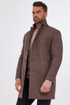 Brązowy płaszcz męski wełna wzór melanż | Villaro