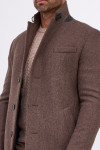 Brązowy płaszcz męski wełna wzór melanż | Villaro