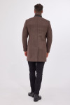 Brązowy płaszcz męski wełna wzór melanż | Villaro