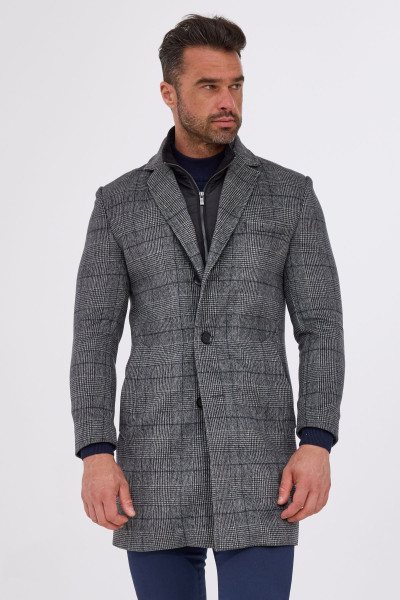 Szary płaszcz męski Villaro – widok z przodu