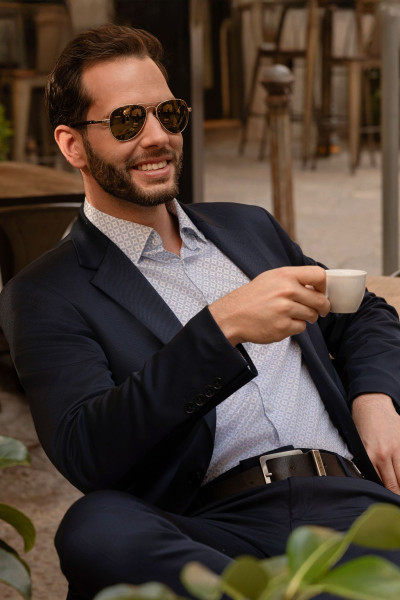 Granatowy garnitur męski | Villaro