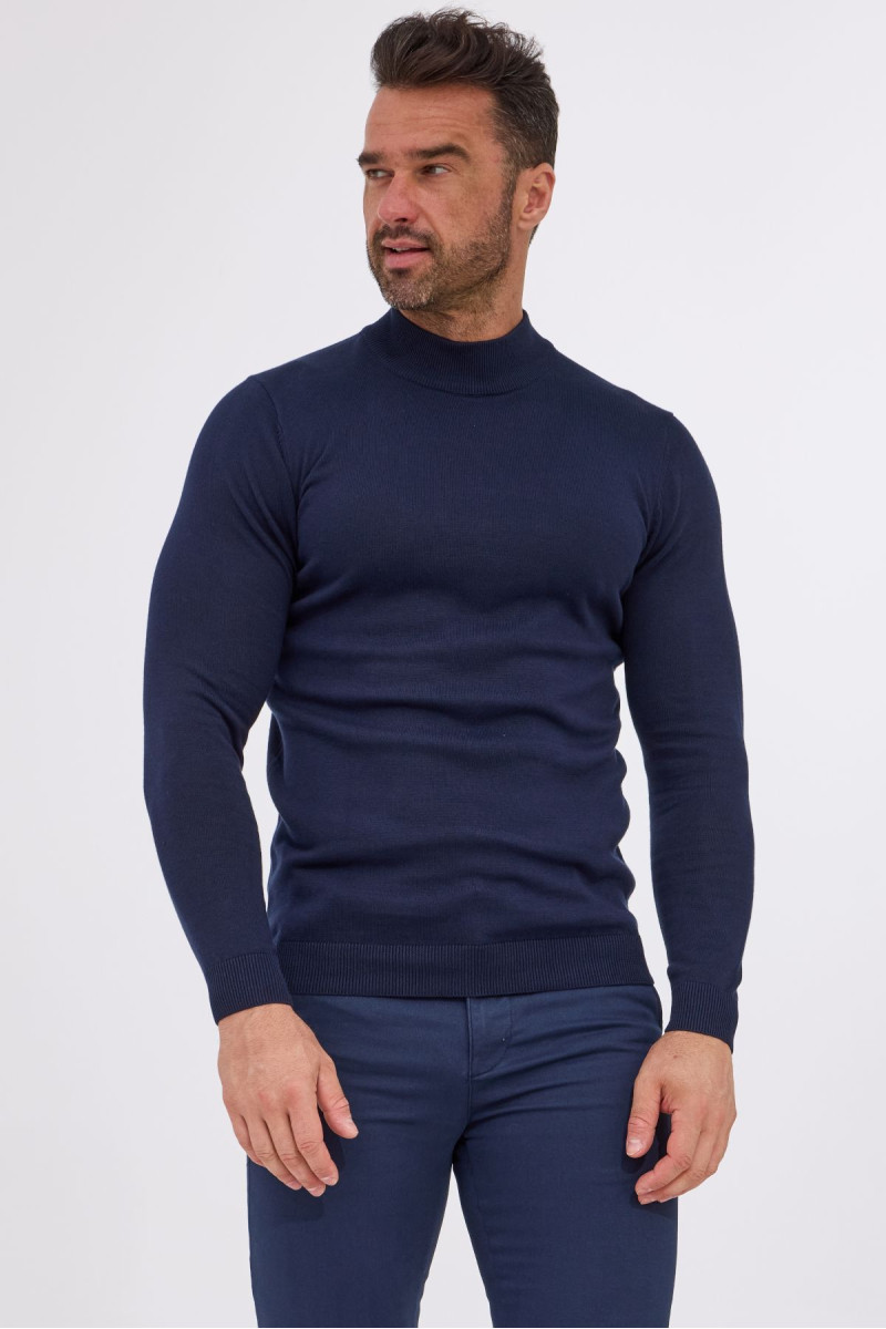 Granatowy sweter męski półgolf | Villaro