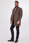 Brązowy płaszcz męski wełna wzór melanż | Villaro