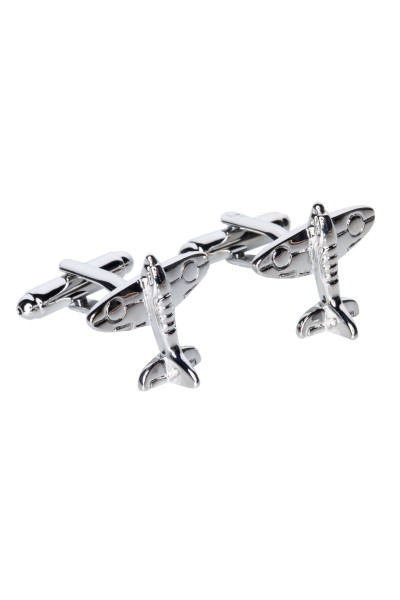 Srebrne Spinki do Mankietów – Wzór Samolot | Elegancki prezent| VILLARO