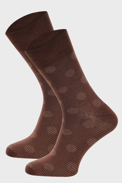 Brązowe skarpety męskie wzór | Villaro