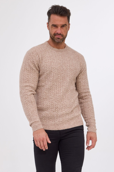 Beżowy sweter męski – elegancja i komfort bawełny | Villaro