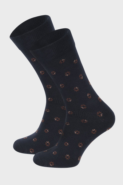 Granatowe skarpety męskie brązowy wzór | Villaro