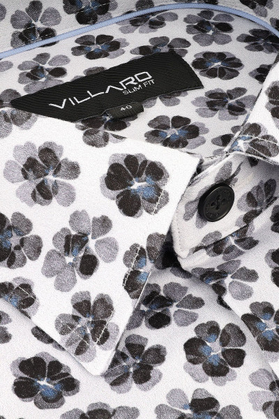 Biała Koszula Męska Wzór Kwiaty