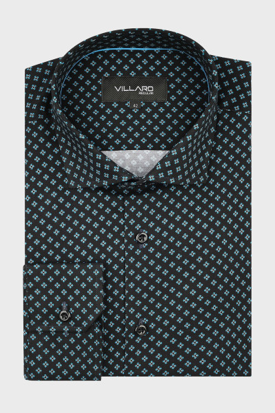 Czarna koszula meska we wzor geometryczny | Villaro