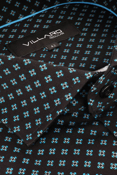 Czarna Koszula Męska Wzór Geometryczny