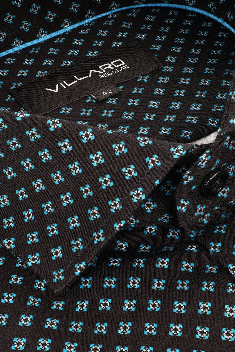 Czarna koszula meska we wzor geometryczny | Villaro
