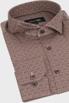 Brązowa koszula męska we wzór geometryczny | Villaro