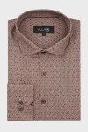 Brązowa koszula męska we wzór geometryczny | Villaro