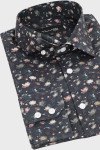 Granatowa koszula męska wzór kolorowe kwiaty | Villaro