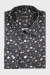 Granatowa koszula męska wzór kolorowe kwiaty | Villaro