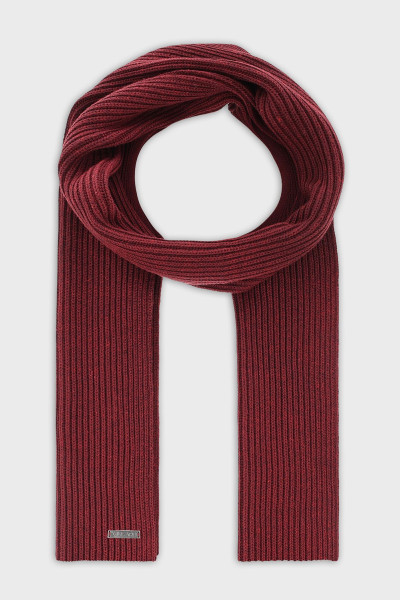 Bordowy szalik męski Villaro – prążkowany wzór