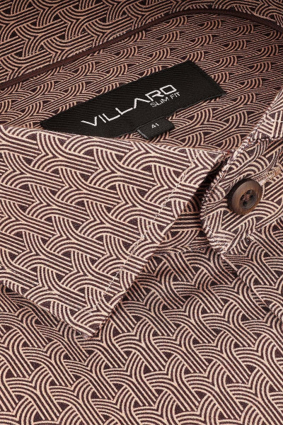 Brązowa Koszula Męska Wzór Geometryczny