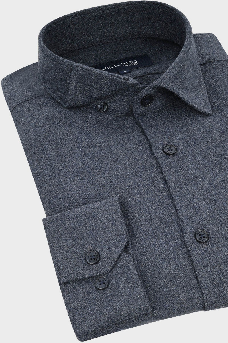Granatowa koszula męska flanela | Villaro