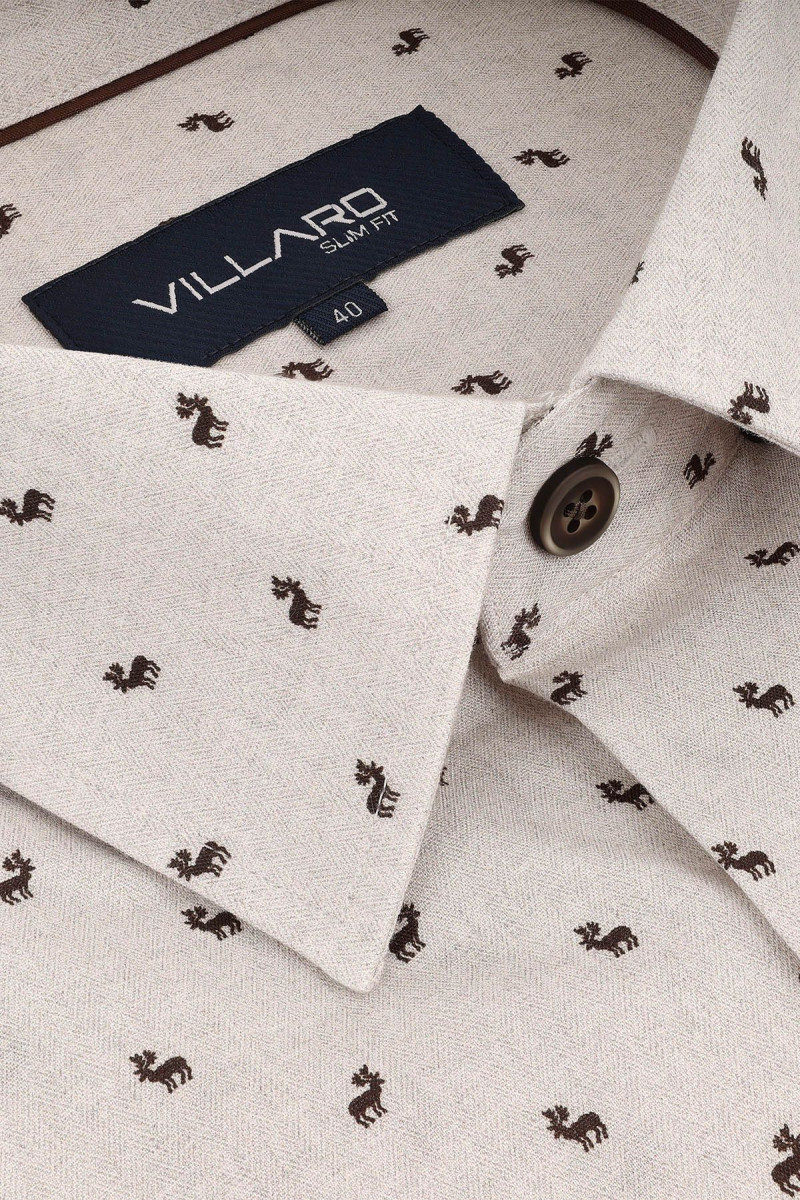 Beżowa koszula męska wzór renifery | Villaro