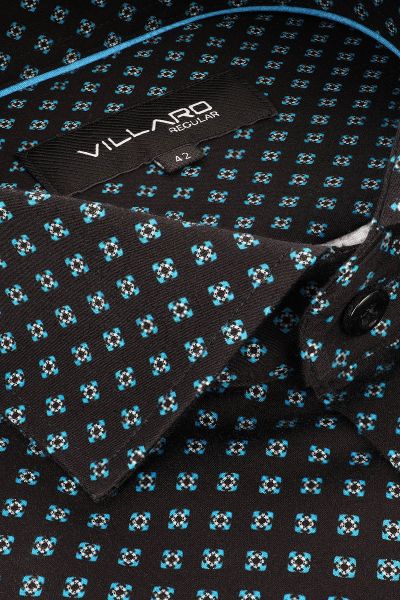 Zestaw prezentowy: czarna koszula ze wzorem i krawat | Villaro