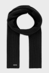 Czarny męski szalik VILLARO z prążkowanej dzianiny, klasyczny i ciepły.