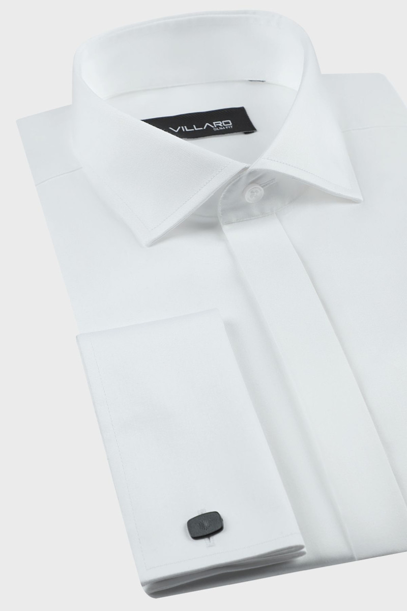 Koszula męska Villaro – kryta plisa z guzikami