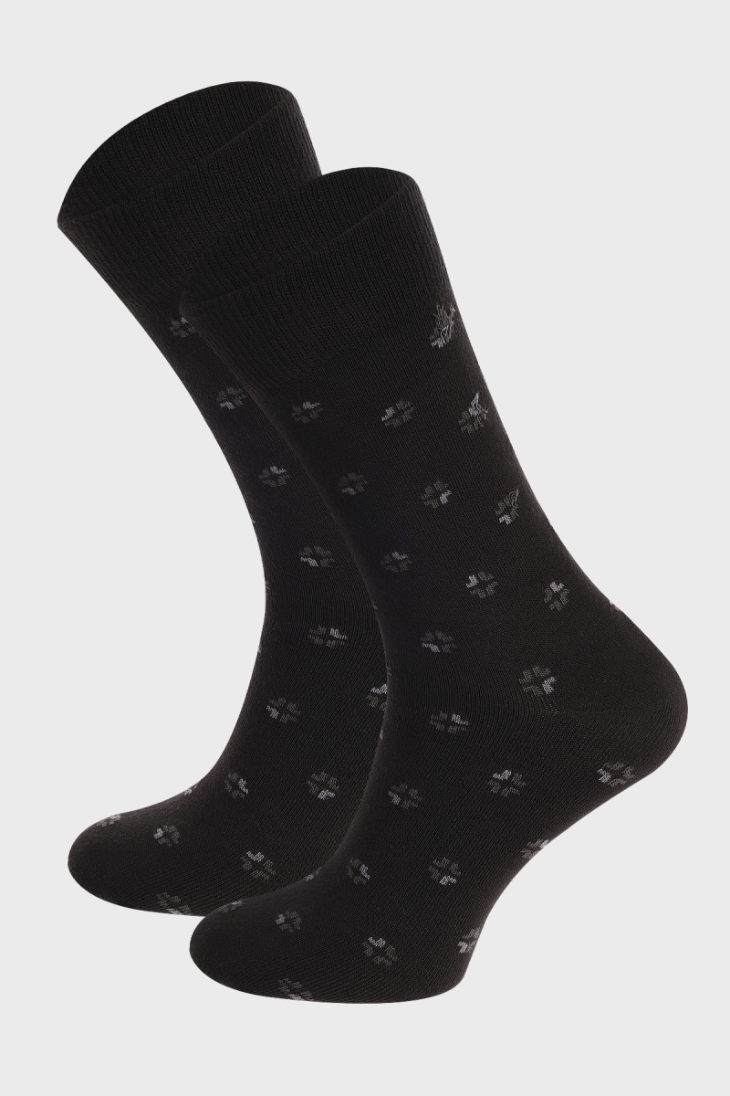 Czarne skarpety męskie szary wzór | Villaro