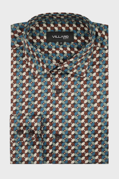 Koszula męska Villaro wielokolorowy wzór z satynowym wykończeniem
