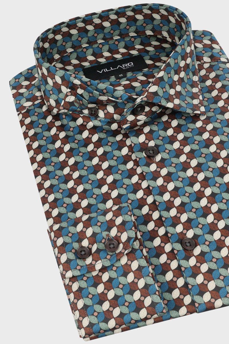 Bawełniana koszula Villaro wielokolorowa z kołnierzem HAI