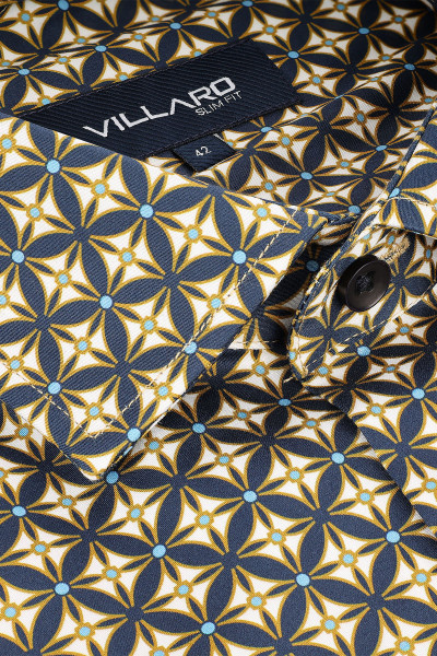 Beżowa Koszula Męska Geometryczny Wzór