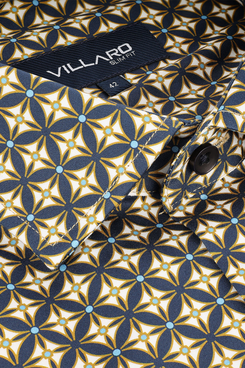 Koszula męska wzór geometryczny – satynowa, Slim/Regular | Villaro