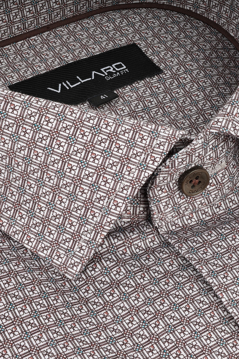 Brązowa koszula Villaro z kołnierzem półwłoskim HAI