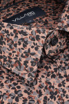 Brązowa koszula męska malowany wzór kwiatowy – Slim Fit i Regular | Villaro