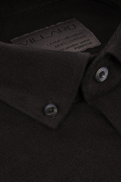 Czarna Koszula Męska Wzór Sztruks