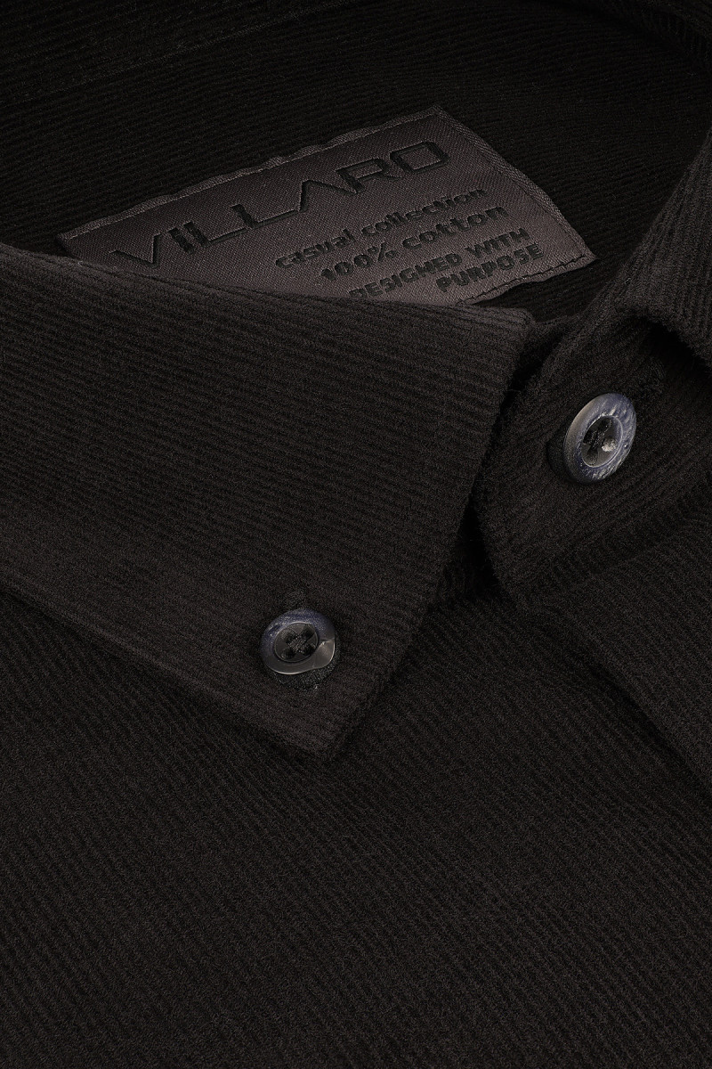 Czarna koszula męska wzór sztruks | Villaro