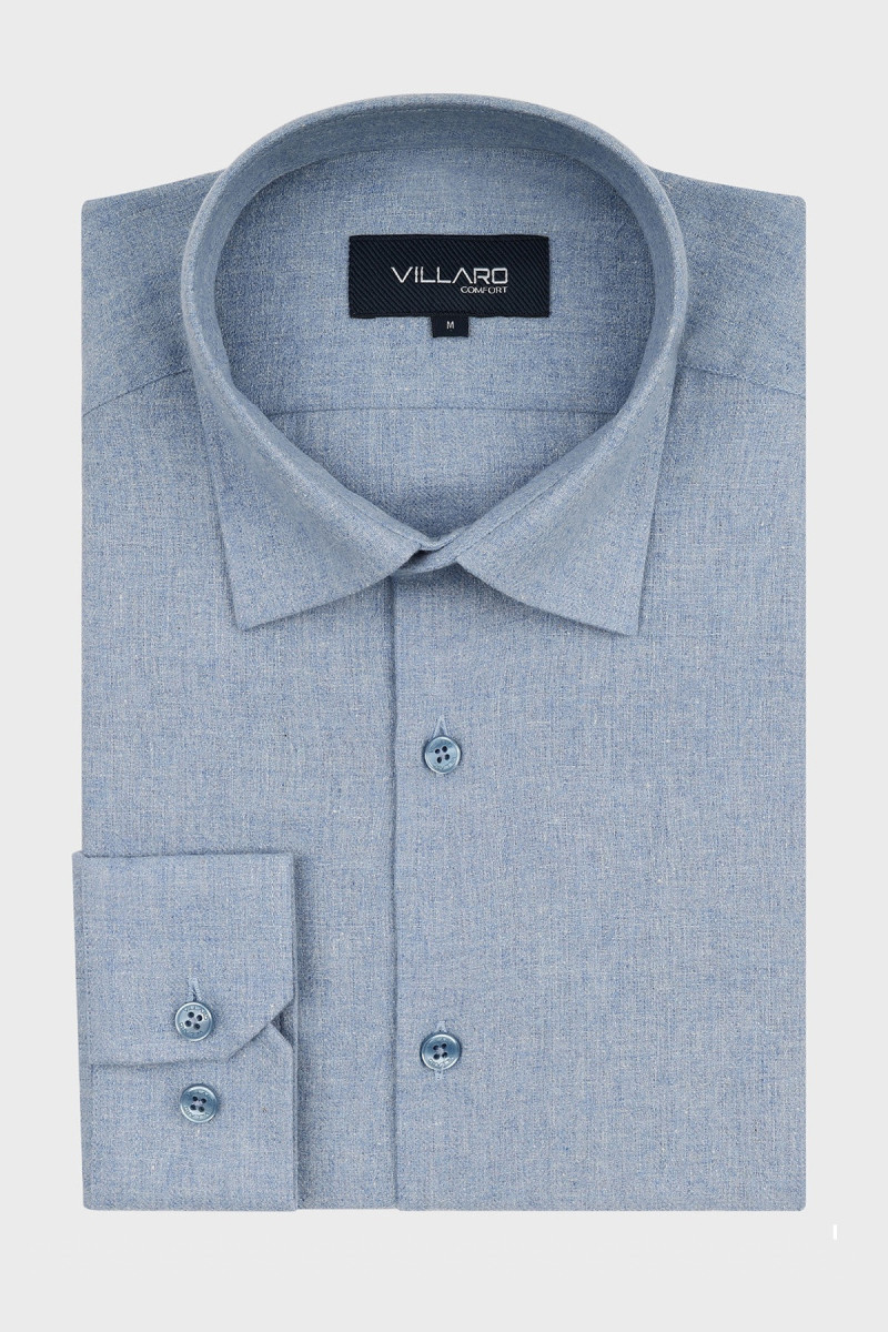 Niebieska koszula męska flanelowa VILLARO przód