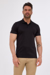 Czarna Koszulka Męska Polo Jedwab