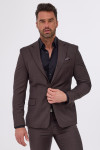 Wzór pepitka – brązowy garnitur męski Vimonte