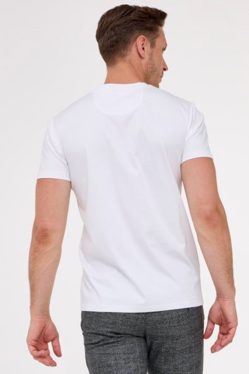 Elegancka biała koszulka męska Vimonte – widok tyłu