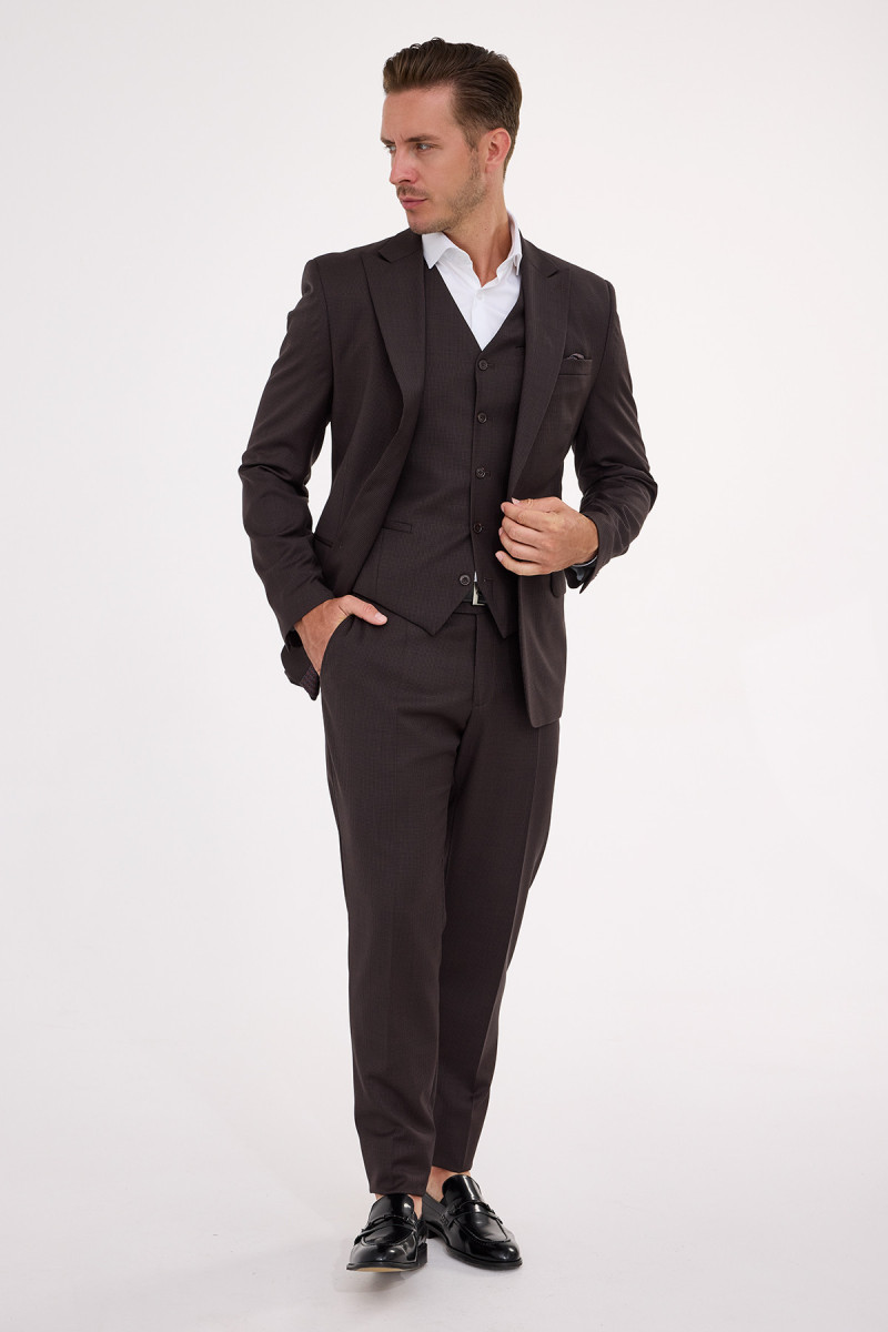 Wełniana kamizelka męska Vimonte – brązowa elegancka