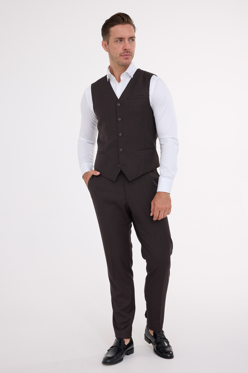 Kamizelka męska Vimonte brązowa – slim fit