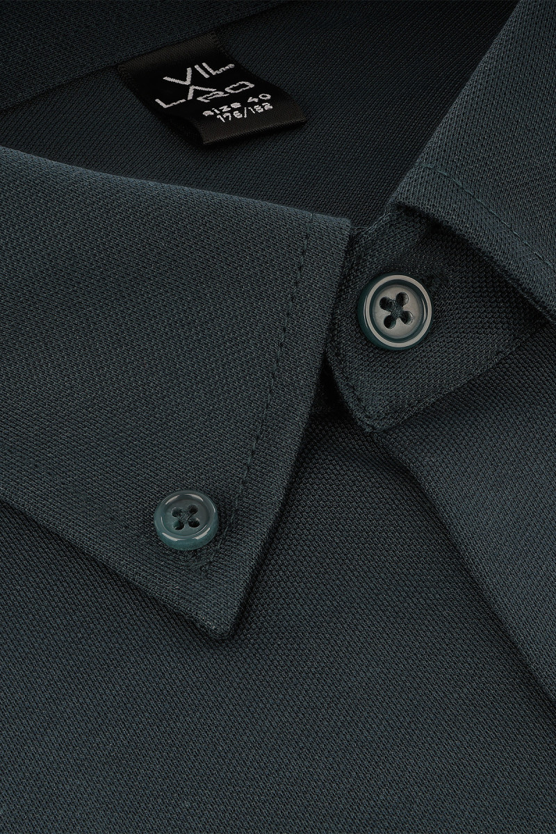 Koszula męska zielona smart casual z kołnierzem KENT button-down