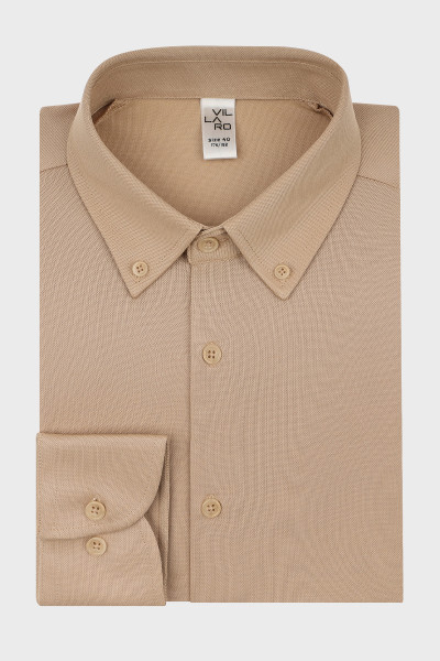 Beżowa koszula męska button-down Slim Fit