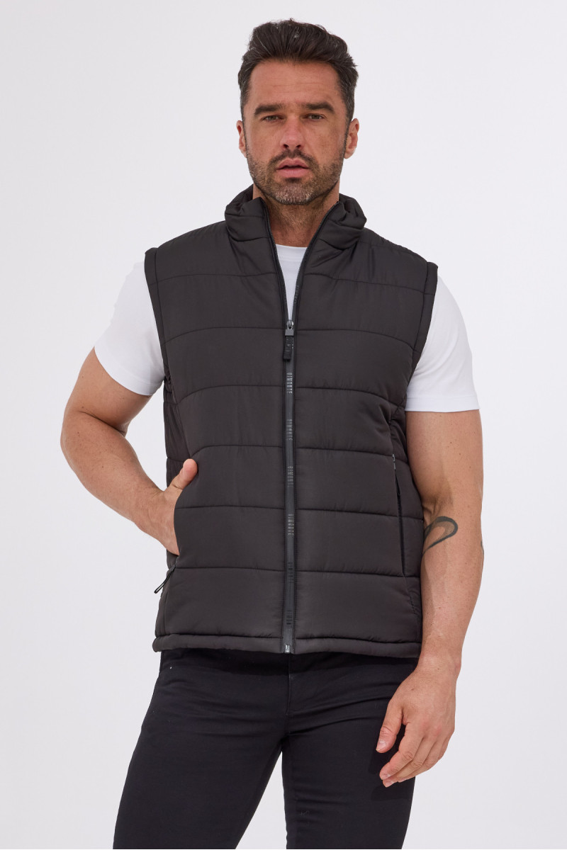 czarny bezrękawnik męski pikowany VIMONTE przód