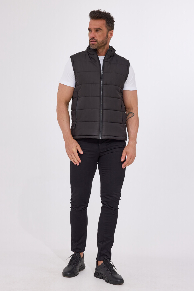 pikowany bezrękawnik męski kieszenie na zamek