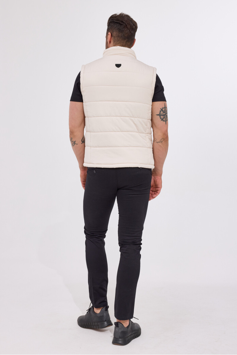 beżowa kamizelka męska ze stójką tył
